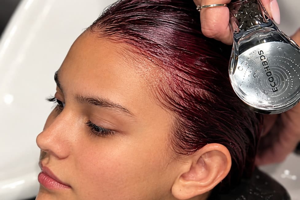 Umývanie vlasov profesionálnou sprchovou hlavicou ECOHEADS v ROEL Beauty Studio